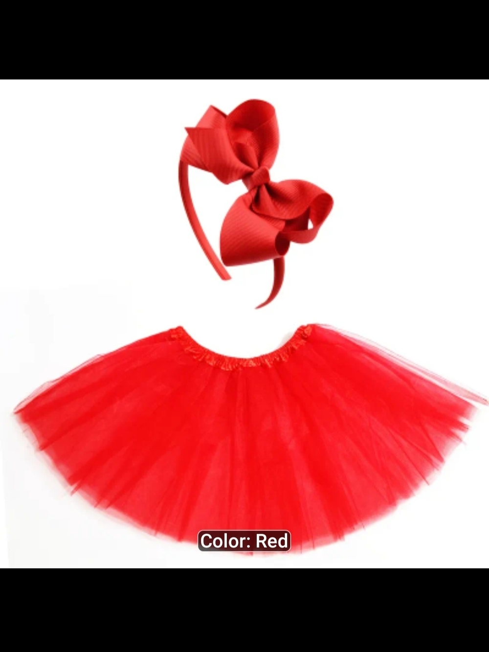 Red Tulle Tutu Skirt with Matching Bow Headband - Kids Costume